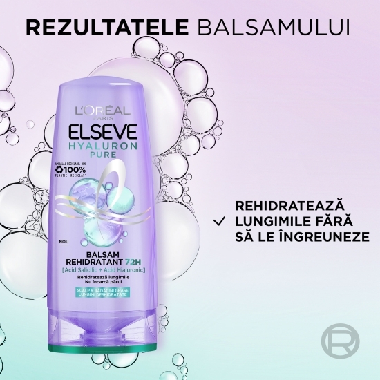 Balsam rehidratant pentru scalp și rădăcini grase și lungimi deshidratate Hyaluron Pure, 200 ml