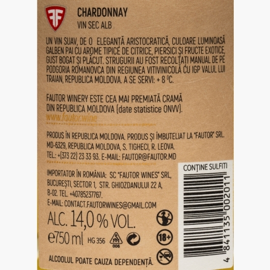 Vin alb sec Chardonnay, 14%, 0.75l