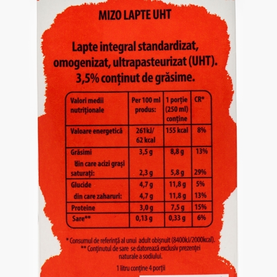 Lapte UHT cu 3.5% grăsime 1l