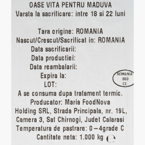 Oase tubulare de vită, cu măduvă 1kg