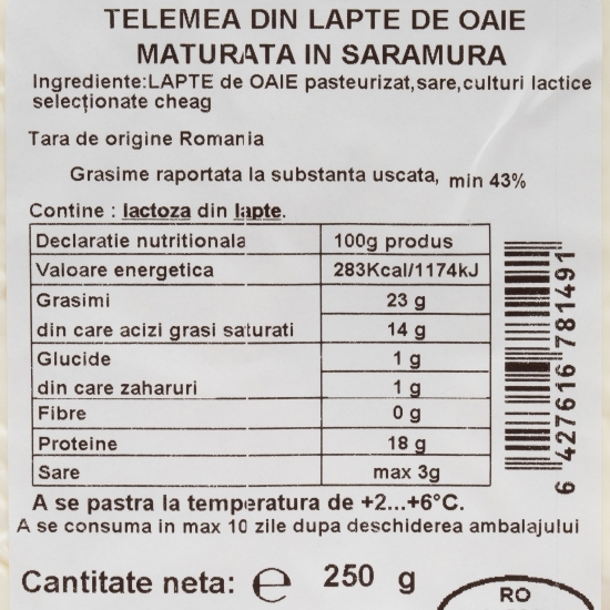 Telemea maturată din lapte de oaie 250g