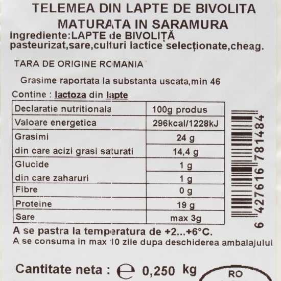 Telemea maturată din lapte de bivoliță 250g