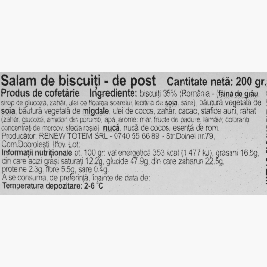 Salam de biscuiți, de post 200g