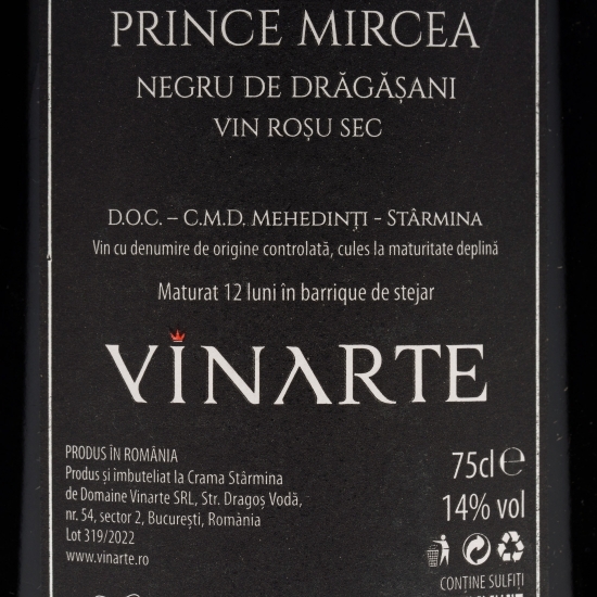 Vin roșu sec Prince Mircea, 14%, 0.75l