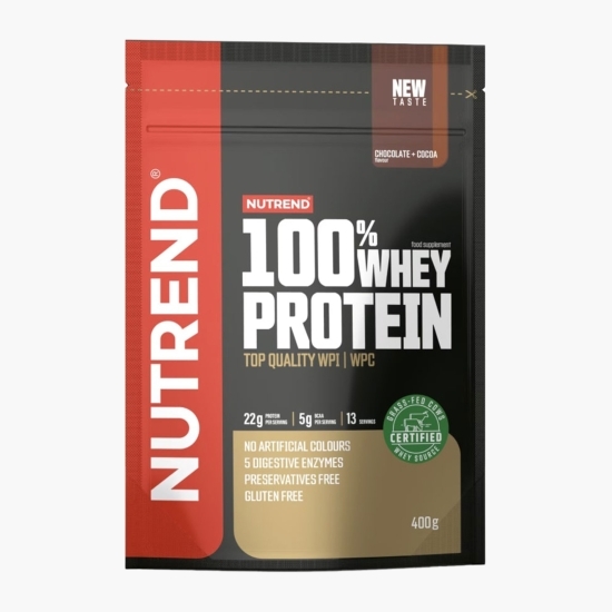 Proteine din zer 100% Whey Protein, aromă de ciocolată și cacao, 400g