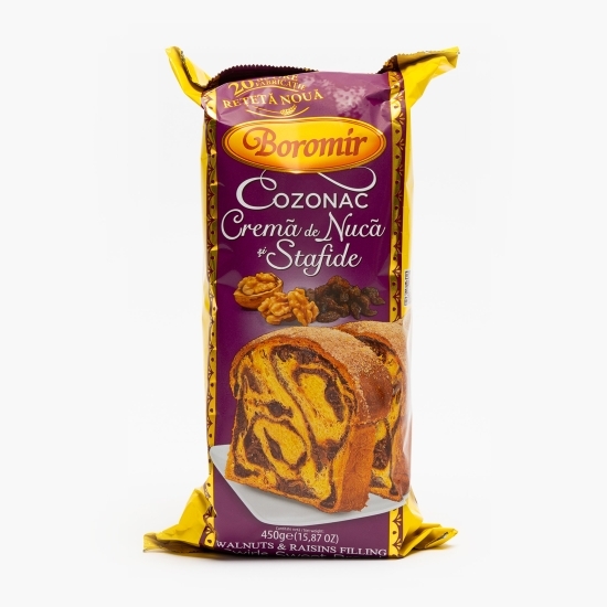 Cozonac cu cremă de nucă și stafide 450g