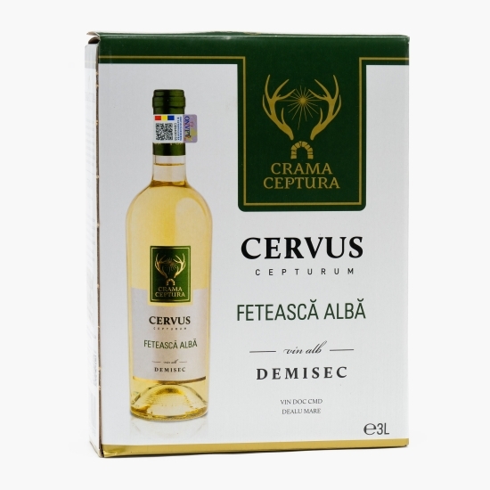 Vin alb demisec Cervus Fetească Albă, 12.5%, bag in box 3l