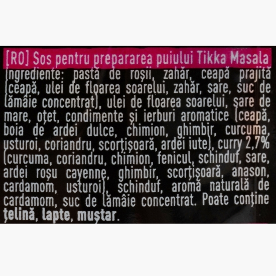 Sos pentru prepararea puiului Tikka Masala 65g