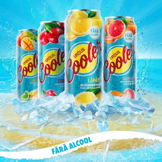 Bere blondă fără alcool cu aromă de mango și lime doză 4x0.5l