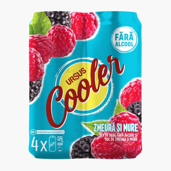 Bere blondă fără alcool cu aromă de zmeură și mure 4x0.5l 