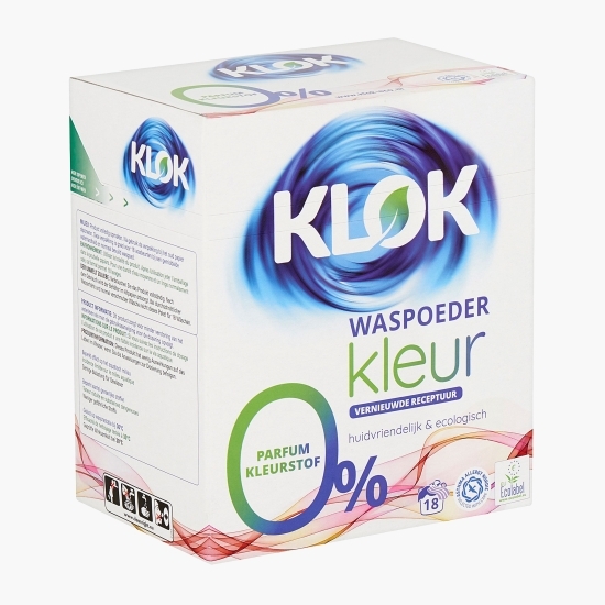 Detergent pudră pentru rufe colorate 0% parfum, 0% coloranți, 18 spălări, 1.17kg