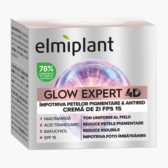 Cremă de zi FPS15 împotriva petelor pigmentare & antirid Glow Expert 4D, 50ml