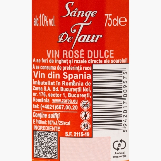 Vin rose dulce, 10%, 0.75l