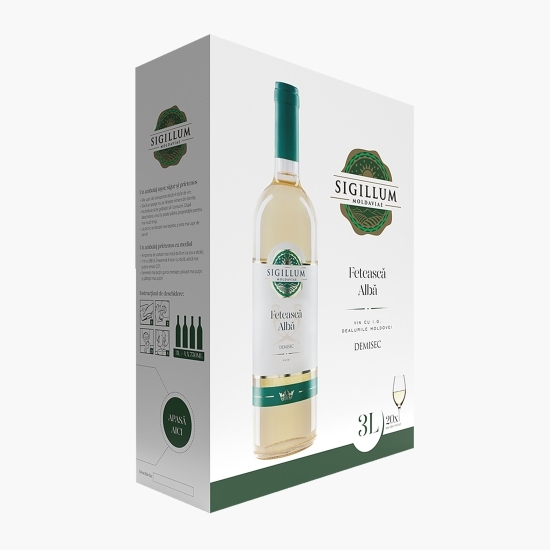 Vin alb demisec Fetească Albă, 13%, bag in box 3l