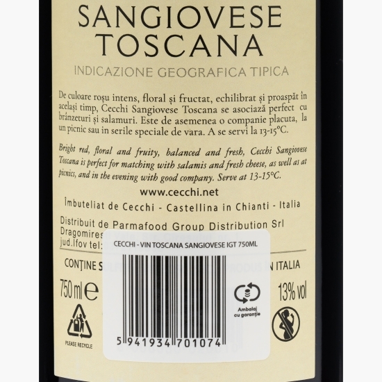 Vin roșu sec Toscana Sangiovese IGT, 13%, 0.75l