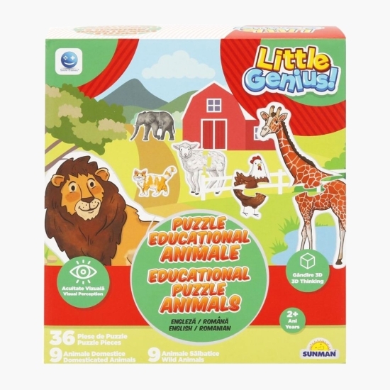 Puzzle educațional animale, 36 piese, 2+ ani