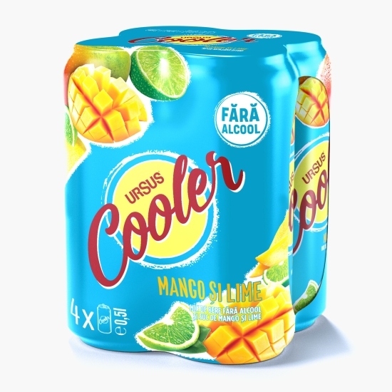 Bere blondă fără alcool cu aromă de mango și lime doză 4x0.5l