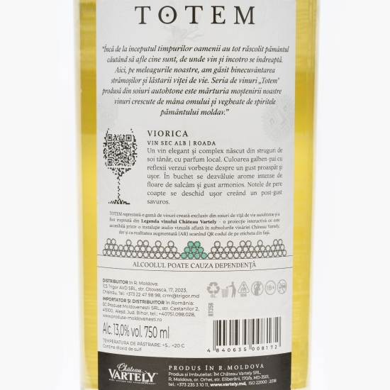 Vin alb sec Totem Viorica, 13%, 0.75l