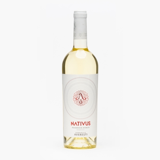 Vin alb demidulce Nativus Traminer de Averești, D.O.C. Huși, 14.5%, 0.75l