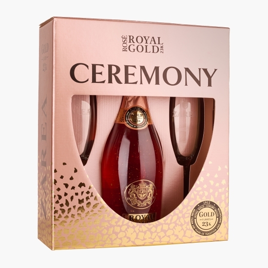 Spumant Royal Gold Rose, 0.75l + 2 Pahar