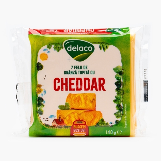 Brânză topită felii cu cheddar 140g