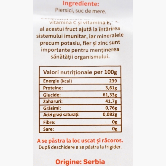 Piersici infuzate în suc de mere, fără zahăr adăugat 200g