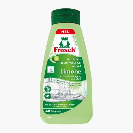 Detergent gel eco pentru mașina de spălat vase All-in-1 Lime, 40 spălări, 0.65l