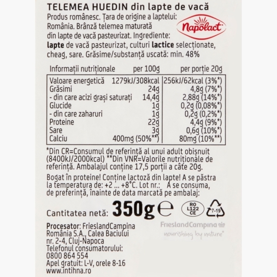 Telemea de vacă Huedin 350g