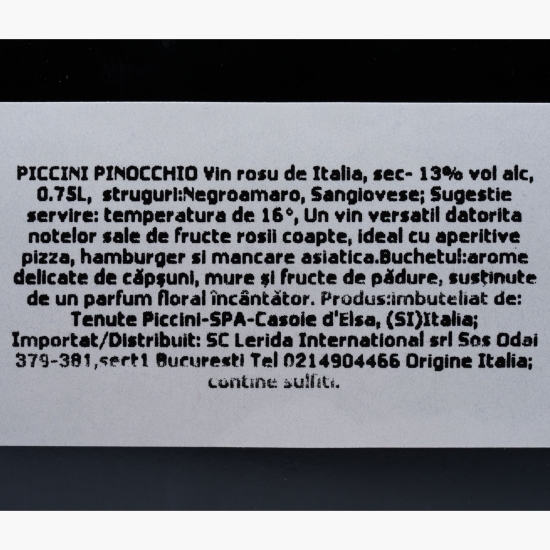 Vin roșu sec Pinocchio, 13%, 0.75l