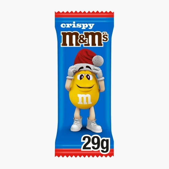 M&M's - Baton crispy cu miez din orez crocant în ciocolată cu lapte și glazură de zahăr Moș Crăciun 29g