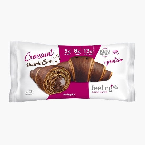 Croissant proteic dublu ciocolată, fără zahăr, low carb, keto 50g