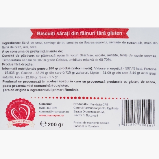 Biscuiți sărați din făinuri fără gluten 200g