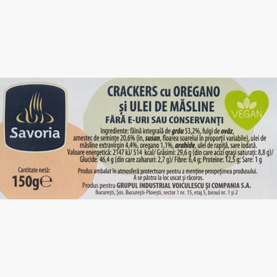 Crackers cu oregano și ulei măsline 150g