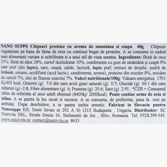 Chipsuri proteice cu aromă de smântână și ceapă 40g