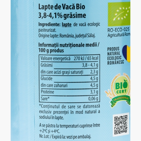 Lapte eco 3.8-4.1% grăsime, 1l