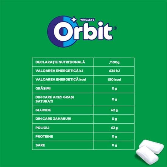 Gumă de mestecat Spearmint cu aromă de mentă, 46 buc, 64g