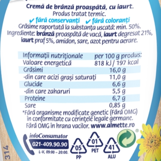 Cremă de brânză proaspătă cu iaurt 150g