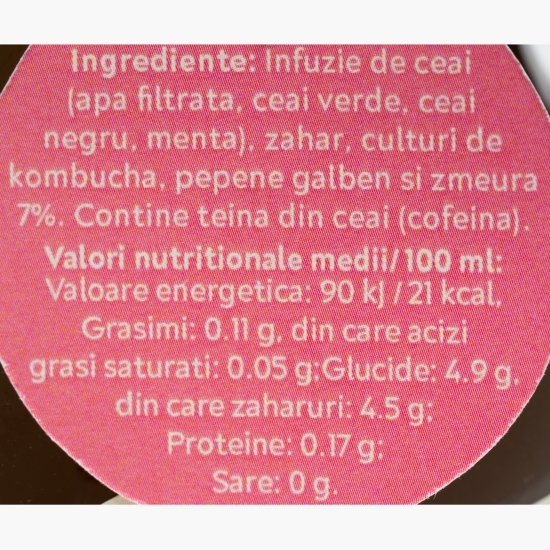 Kombucha cu pepene galben și zmeură (ediție limitată) 330ml