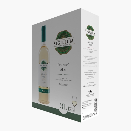 Vin alb demisec Fetească Albă, 13%, bag in box 3l