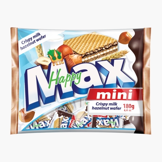 Napolitane mini cu cremă de alune și lapte Happy Max Mini 180g