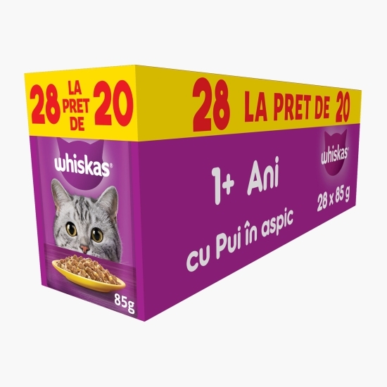 Hrană umedă pentru pisici adulte, cu pui în aspic (20+8) x 85g