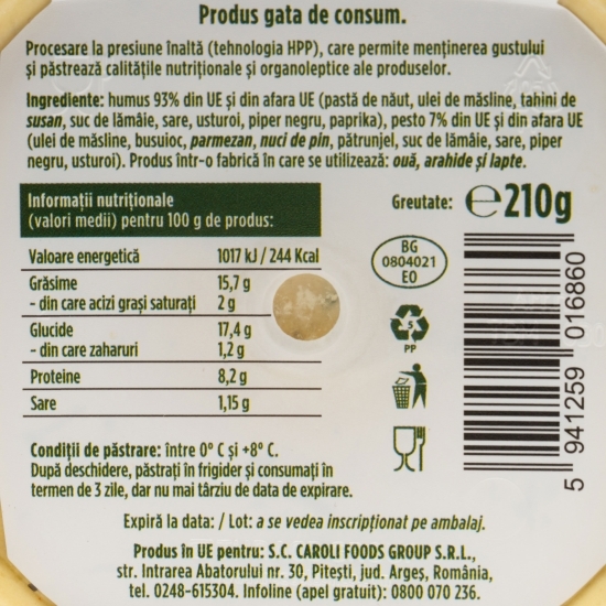 Humus cu pesto 210g