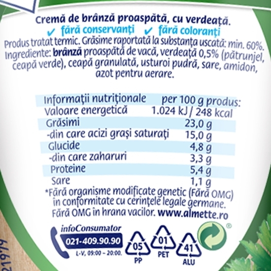 Cremă de brânză proaspătă cu verdeață 150g