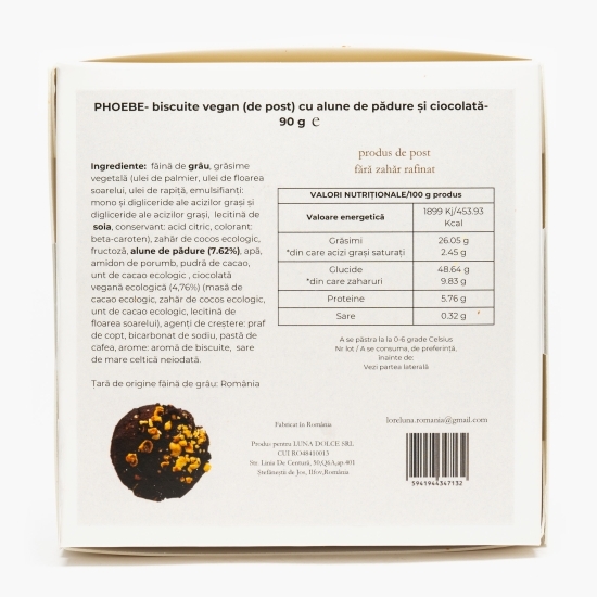 Cookie-biscuit vegan cu alune de pădure și ciocolată Phoebe, 1 buc, 90g