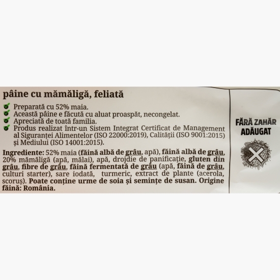 Pâine cu mămăligă și maia, feliată 500g