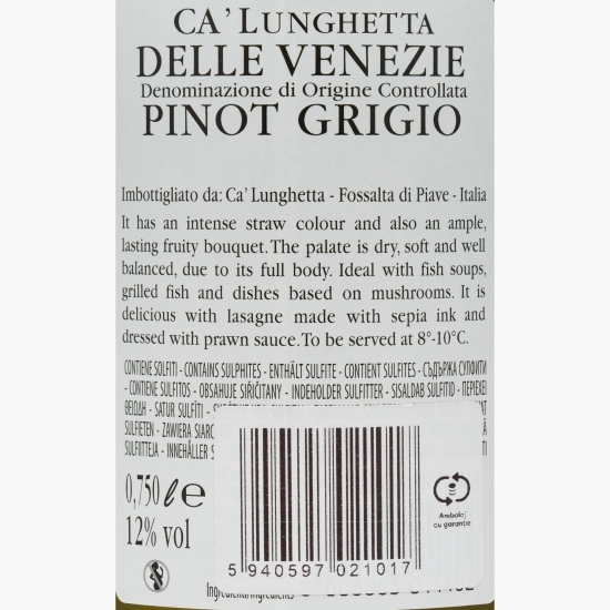 Vin alb sec Pinot Grigio, 12%, 0.75l