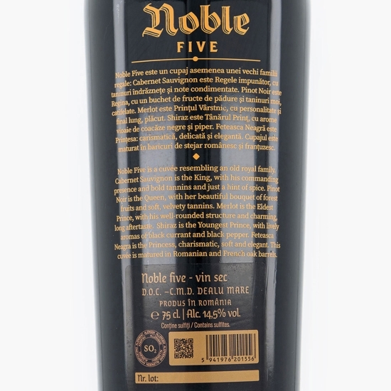 Vin roșu sec Noble Five, 14.5%, 0.75l