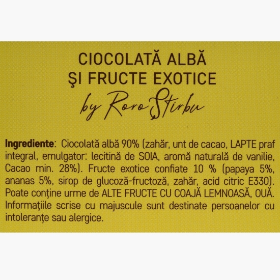 Tabletă artizanală de ciocolată albă și fructe exotice 100g