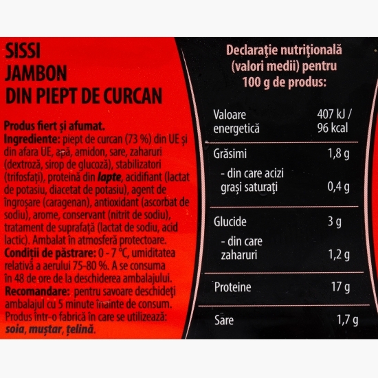 Jambon din piept de curcan feliat 170g