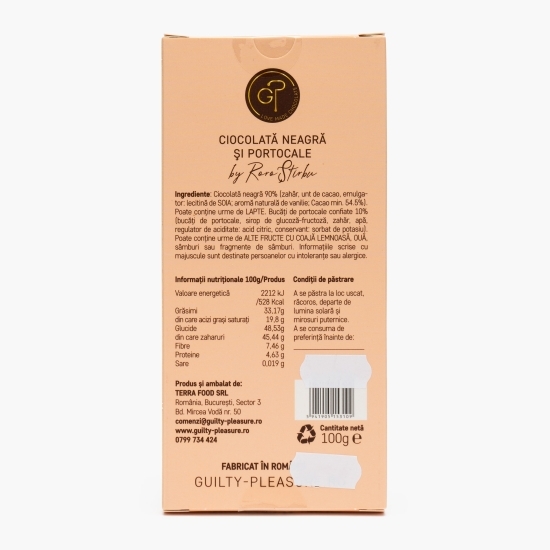 Tabletă artizanală de ciocolată neagră și portocale 100g